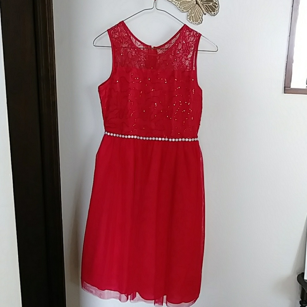 Rare Editions Girls Sz 16 Festive Red Dress